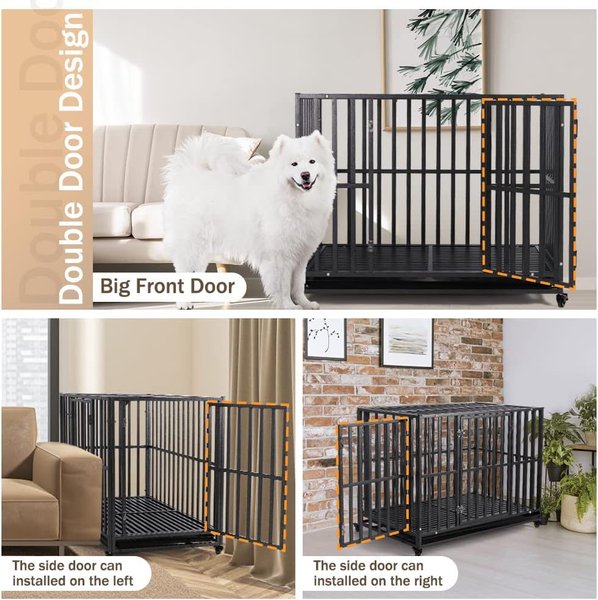 Show full view: SMONTER Two Doors Heavy Duty Dog Crate, 42-in slide 2 of 8