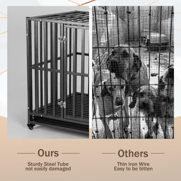 Show full view: SMONTER Two Doors Heavy Duty Dog Crate, 42-in slide 3 of 8