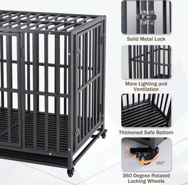 Show full view: SMONTER Two Doors Heavy Duty Dog Crate, 42-in slide 4 of 8