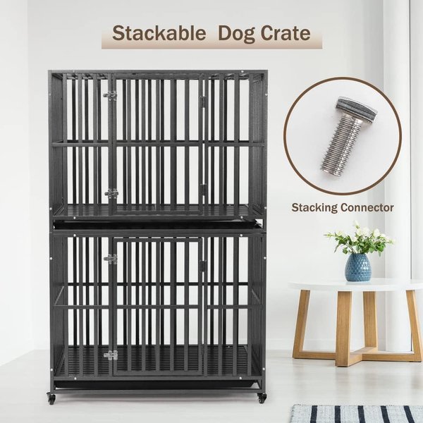 Show full view: SMONTER Two Doors Heavy Duty Dog Crate, 42-in slide 7 of 8