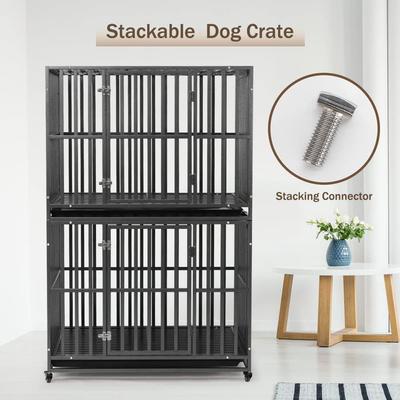 Show full view: SMONTER Two Doors Heavy Duty Dog Crate, 42-in slide 8 of 9