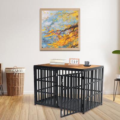 Show full view: SMONTER Wooden 3-Door Furniture Style Dog Crate, Rustic Brown, X-Large: 40 inch slide 5 of 10