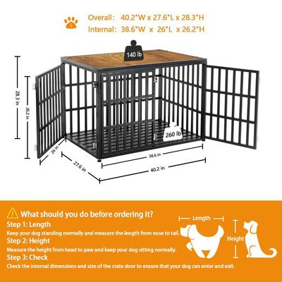 Show full view: SMONTER Wooden 3-Door Furniture Style Dog Crate, Rustic Brown, X-Large: 40 inch slide 7 of 10