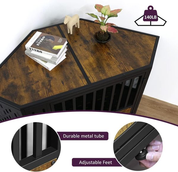Show full view: SMONTER Wooden Corner Crate Furniture Style Dog Kennel, Large slide 3 of 7