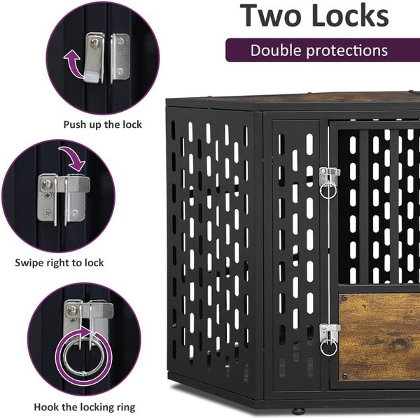 Show full view: SMONTER Wooden Corner Crate Furniture Style Dog Kennel, Large slide 4 of 7