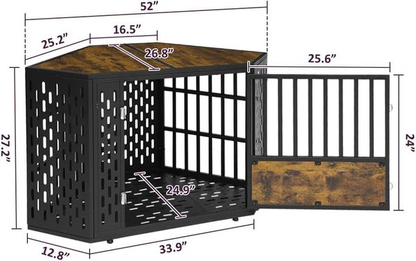 Show full view: SMONTER Wooden Corner Crate Furniture Style Dog Kennel, Large slide 6 of 7