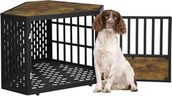 SMONTER Wooden Corner Crate Furniture Style Dog Kennel, Medium