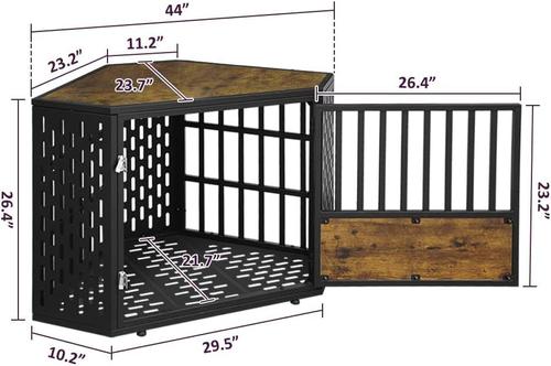 Show full view: SMONTER Wooden Corner Crate Furniture Style Dog Kennel, Medium slide 6 of 7