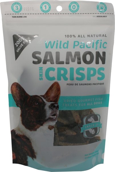 Snack 21 Treats Wild Pacific Salmon Skin Crisps High-Protein Grain-Free Air-Dried Dog Treats, 7-oz bag