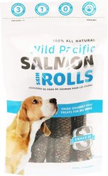 Snack 21 Treats Wild Pacific Salmon Skin Rolls Dog Treats, 6 count