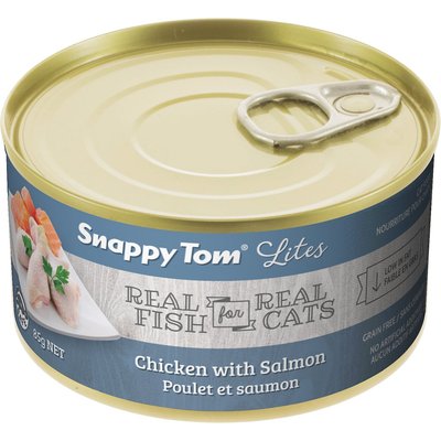 Snappy Tom Snappy Tom Lites Chicken with Salmon Canned Cat Food, 3-oz can, case of 24