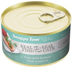 Snappy Tom Lites Tuna with Salmon Canned Cat Food, 5.5-oz can, case of 24