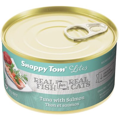 Snappy Tom Snappy Tom Lites Tuna with Salmon Canned Cat Food, 5.5-oz can, case of 24