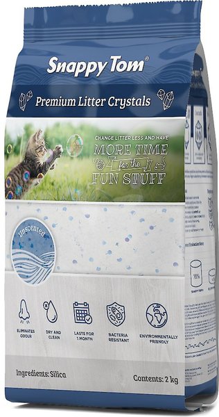 Snappy Tom Natural Unscented Non-Clumping Crystal Cat Litter