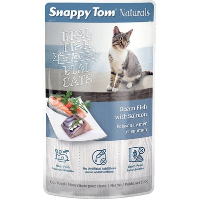 Snappy Tom Snappy Tom Naturals Ocean Fish with Salmon Cat Food Pouches, 3.5-oz, case of 12
