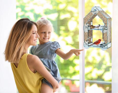 Show full view: Sneak-A-Peek Heavu Duty Crystal Clear Polycarbonate House-Window Seed Wild Bird Feeder, 1-lb slide 2 of 4