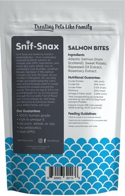 Show full view: Snif-Snax Smoked Salmon & Sweet Potato Bites Grain-Free Dog Treats, 4-oz bag slide 3 of 6