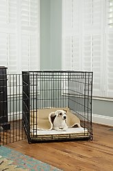 Snoozer Pet Products 100% Washable Forgiveness Cozy Cave Orthopedic Dog & Cat Crate Bed with Removable Cover, Khaki, Medium