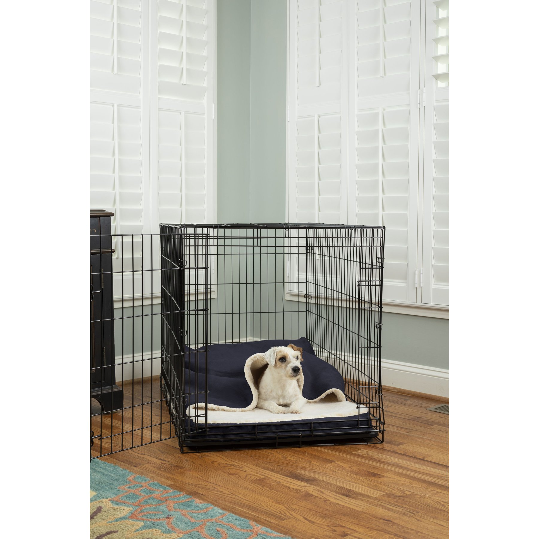 Snoozer Pet Products 100% Washable Forgiveness Cozy Cave Orthopedic Dog & Cat Crate Bed with Removable Cover, Navy, Small
