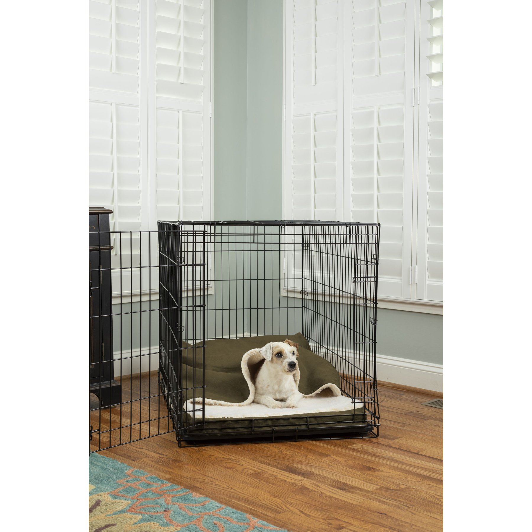 Snoozer Pet Products 100% Washable Forgiveness Cozy Cave Orthopedic Dog & Cat Crate Bed with Removable Cover, Olive, X-Large