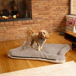 Snoozer Pet Products All Day with Cloud 9 Ivory Reversible Premium Microsuede Dog & Cat Bed, Merlin Linen, Small
