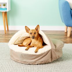 Snoozer Pet Products Cozy Cave Orthopedic Covered Cat & Dog Bed with Removable Cover, Khaki, Small