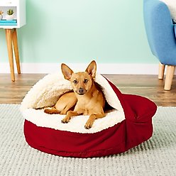 Snoozer Pet Products Cozy Cave Orthopedic Covered Cat & Dog Bed with Removable Cover, Red, Small