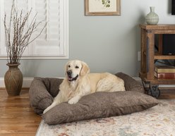 Snoozer Pet Products Doggy Day Bolster Dog & Cat Bed with Removable Cover, Merlin Camel Brown, Large