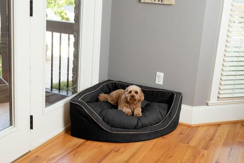 Show full view: Snoozer Pet Products Luxury Corner Bolster Dog Bed with Removable Cover, Black, Large slide 1 of 5