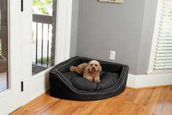 Snoozer Pet Products Luxury Corner Bolster Dog Bed with Removable Cover, Black, Medium