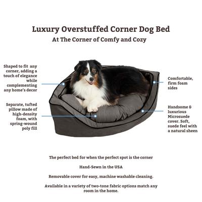 Show full view: Snoozer Pet Products Luxury Corner Bolster Dog Bed with Removable Cover, Black, Medium slide 3 of 5