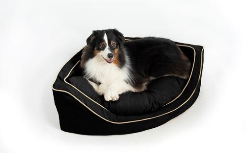 Show full view: Snoozer Pet Products Luxury Corner Bolster Dog Bed with Removable Cover, Black, Medium slide 2 of 5