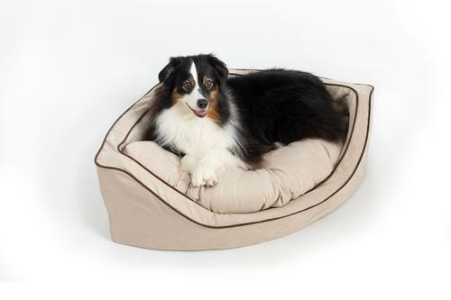 Show full view: Snoozer Pet Products Luxury Corner Bolster Dog Bed with Removable Cover, Buckskin, Large slide 2 of 5