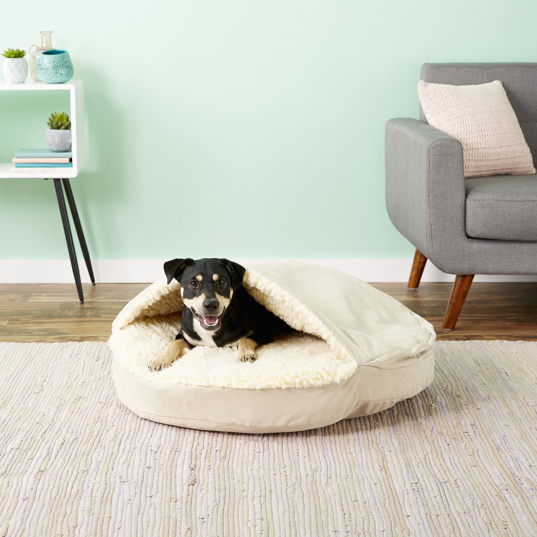 Snoozer Pet Products Luxury Cozy Cave Orthopedic Cat & Dog Bed with Removable Cover, Buckskin, Large