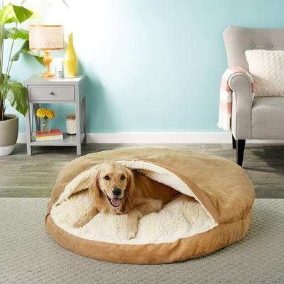 Show full view: Snoozer Pet Products Luxury Cozy Cave Orthopedic Cat & Dog Bed with Removable Cover, Camel, X-Large slide 1 of 9