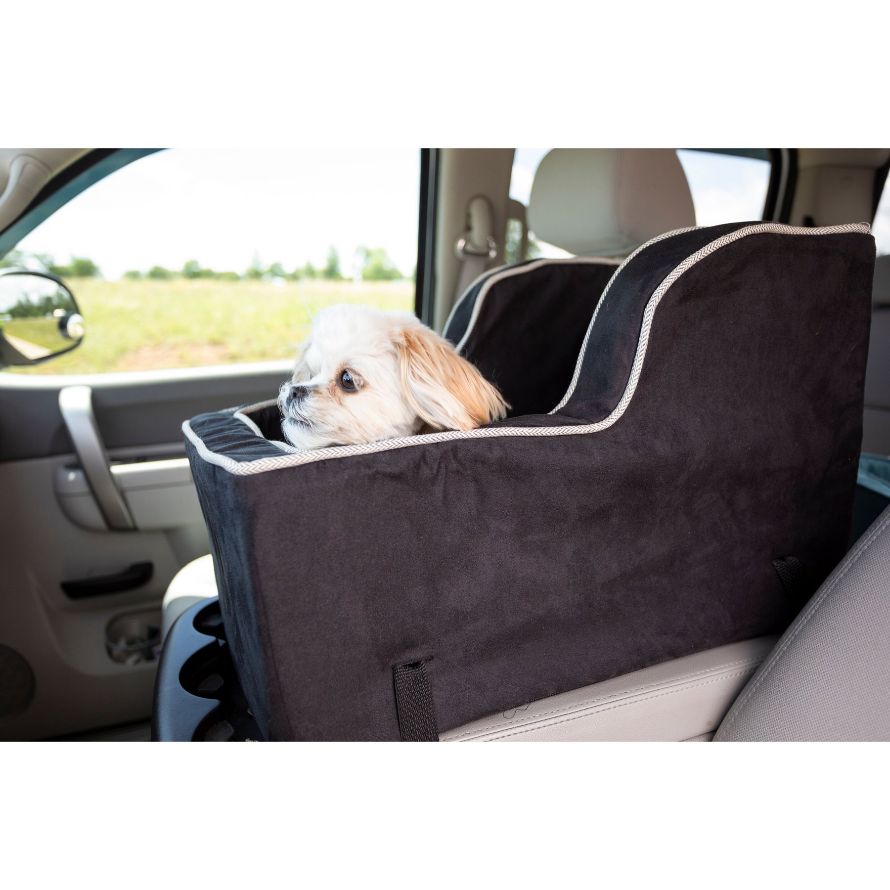 Snoozer Pet Products Luxury Microfiber High Back Console Dog & Cat Car Seat, Black