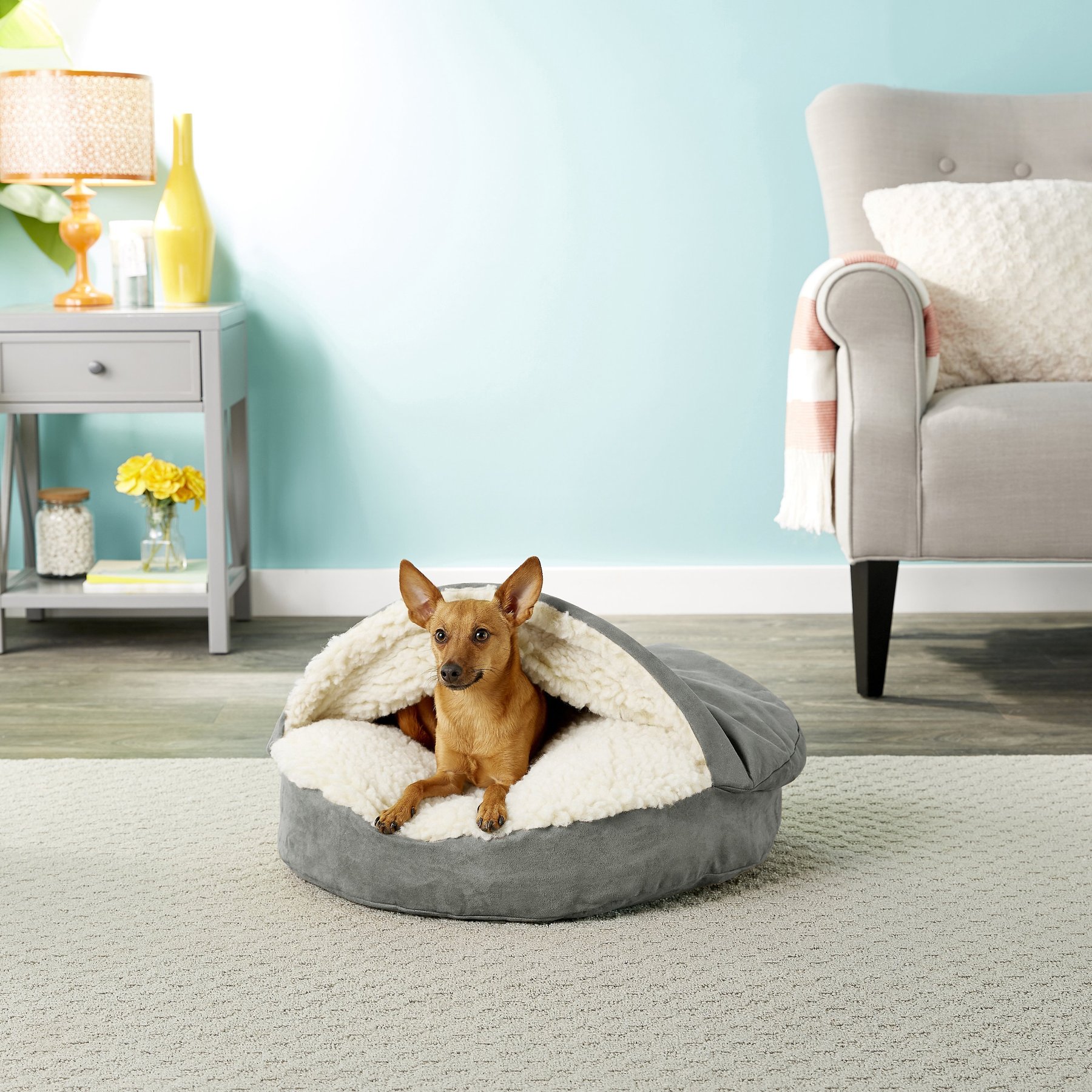 Snoozer Pet Products Luxury Microsuede Cozy Cave Dog & Cat Bed, Anthracite, Small