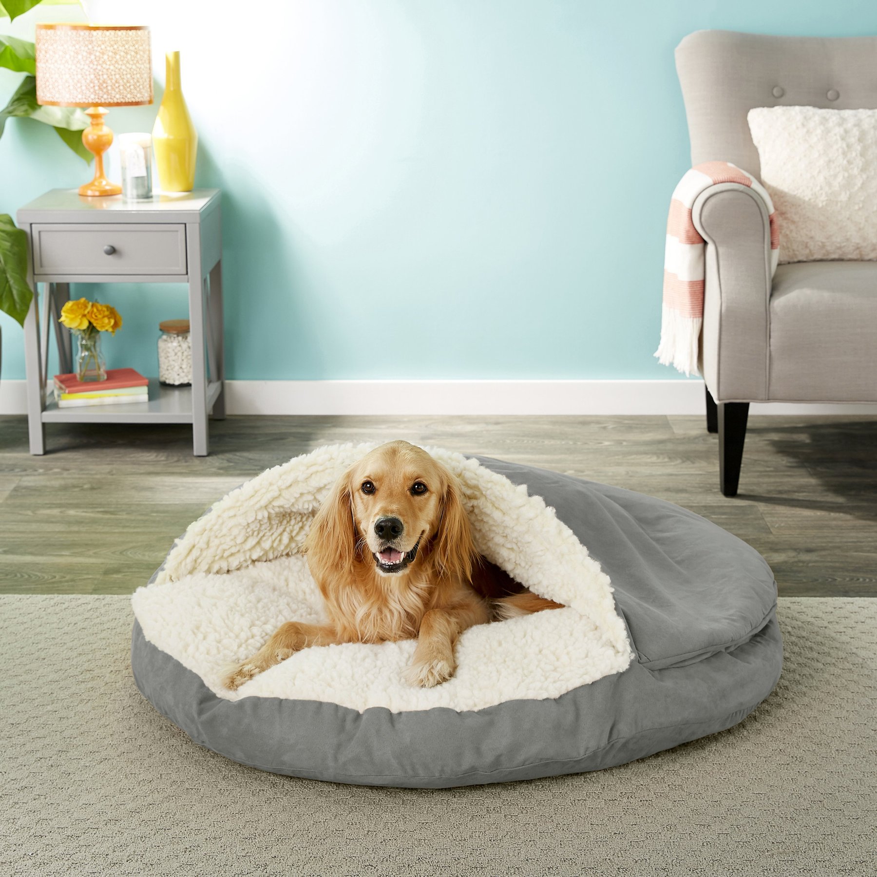 Snoozer Pet Products Luxury Microsuede Cozy Cave Dog & Cat Bed, Anthracite, X-Large