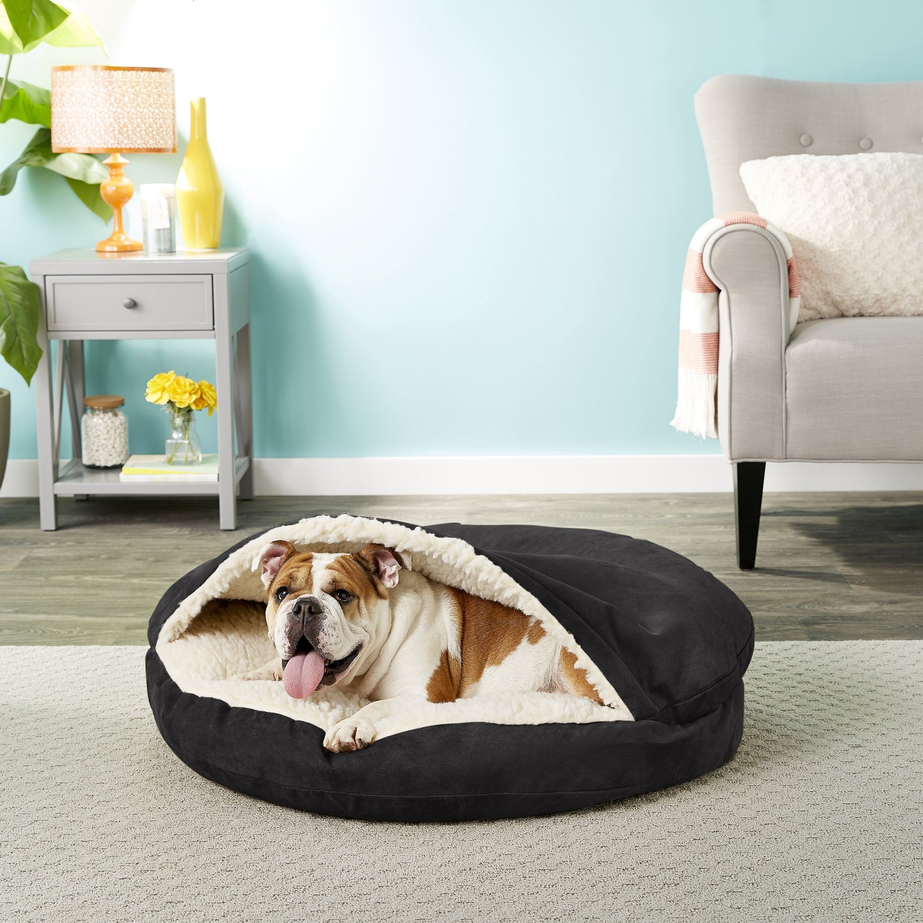 Snoozer Pet Products Luxury Microsuede Cozy Cave Dog & Cat Bed, Black, Large