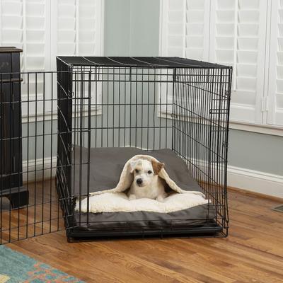 Show full view: Snoozer Pet Products Luxury Microsuede Crate Cozy Cave Covered Dog Bed with Removable Cover, Anthracite, Large slide 1 of 3