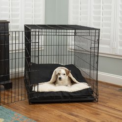 Snoozer Pet Products Luxury Microsuede Crate Cozy Cave Covered Dog Bed with Removable Cover, Black, Small