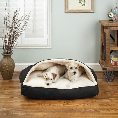 Show full view: Snoozer Pet Products Luxury Microsuede Rectangle Cozy Cave Covered Dog Bed with Removable Cover, Black, X-Large slide 1 of 1