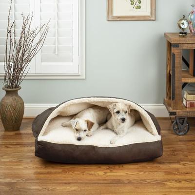 Show full view: Snoozer Pet Products Luxury Microsuede Rectangle Cozy Cave Covered Dog Bed with Removable Cover, Hot Fudge, Medium slide 1 of 3