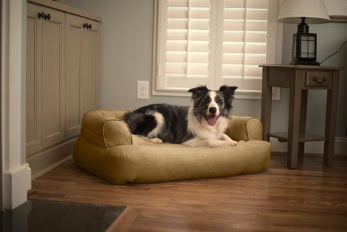 Show full view: Snoozer Pet Products Luxury Orthopedic Bolster Dog Bed with Removable Cover, Camel, Large slide 2 of 5