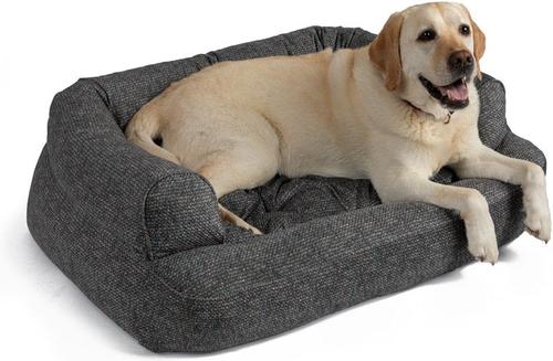 Show full view: Snoozer Pet Products Luxury Orthopedic Bolster Dog Bed with Removable Cover, Merlin Pewter, Small slide 1 of 4