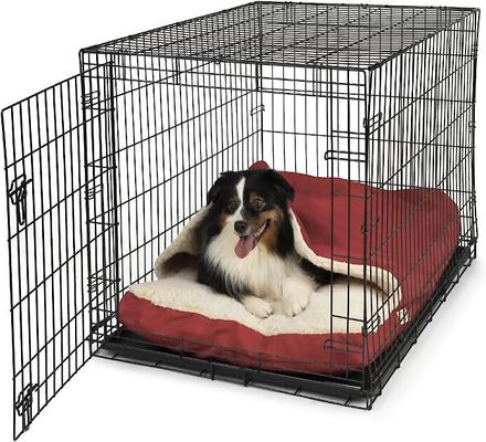 Show full view: Snoozer Pet Products Poly Cotton Crate Cozy Cave Covered Dog Bed with Removable Cover, Red, Large slide 3 of 3