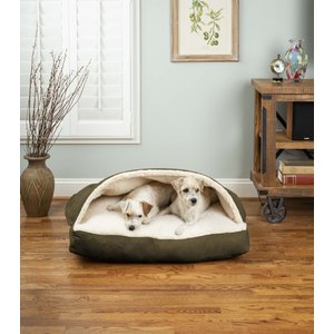 Snoozer Pet Products Poly Cotton Rectangle Cozy Cave Covered Dog Bed with Removable Cover, Gray, Large