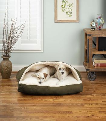 Show full view: Snoozer Pet Products Poly Cotton Rectangle Cozy Cave Covered Dog Bed with Removable Cover, Gray, Large slide 1 of 7