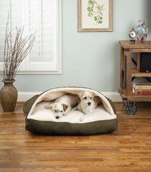 Snoozer Pet Products Poly Cotton Rectangle Cozy Cave Covered Dog Bed with Removable Cover, Gray, Small
