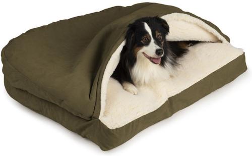 Show full view: Snoozer Pet Products Poly Cotton Rectangle Cozy Cave Covered Dog Bed with Removable Cover, Gray, Small slide 2 of 6